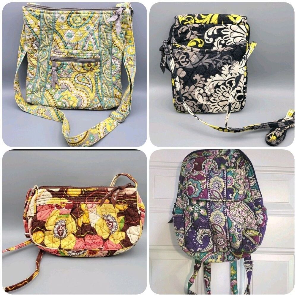 Lot Of 4 Vera Bradley Bags - Quilted Crossbody Mini Hipster Purses & Backpack